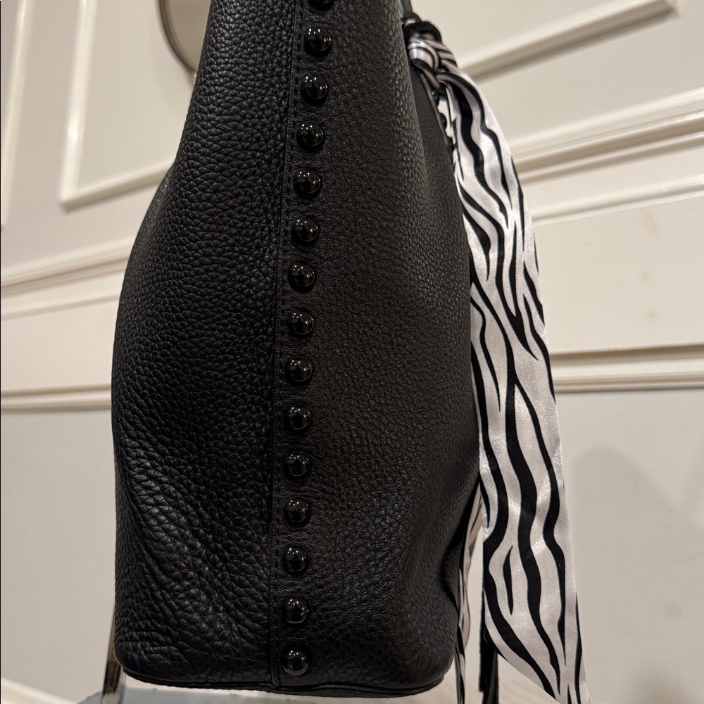 Rebecca Minkoff Black Studded Pebbled Leather Unlined Tote Wallet Set - Picture 7 of 17